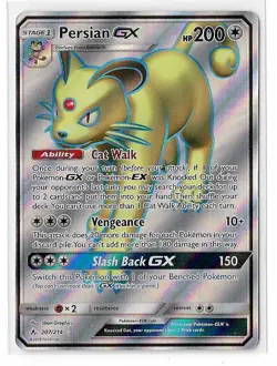 Persian GX 207/214 Unbroken Bonds Sun & Moon S&M Full Art FA Pokemon TCG Card NM - Image 1