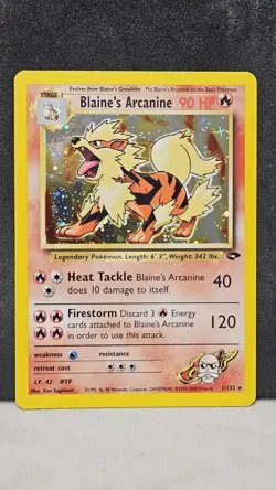 Pokemon Blaine's Arcanine Gym Challenge Holo Rare Card #001/132 LP Condition - Image 1