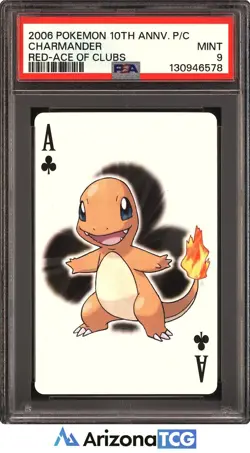 Pokemon 2006 Charmander Red Ace Of Clubs 10th Anniversary Playing Cards PSA 9 - Image 1