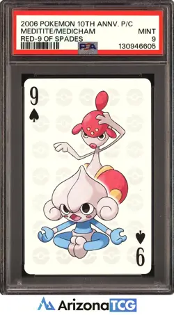 Pokemon 2006 Meditite/Medicham 9 Of Spades 10th Anniversary Playing Cards PSA 9 - Image 1