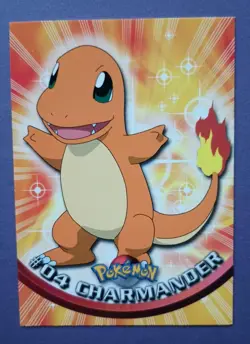 POKEMON Topps Card CHARMANDER #4 Non Holo Black Logo Near Mint TV Animation 1999 - Image 1