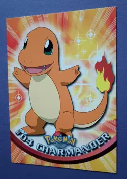 POKEMON Topps Card CHARMANDER #4 Non Holo Black Logo Near Mint TV Animation 1999 - Image 2