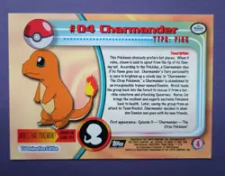 POKEMON Topps Card CHARMANDER #4 Non Holo Black Logo Near Mint TV Animation 1999 - Image 3