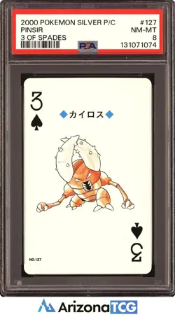 Pokemon 2000 Pinsir 127 3 Of Spades Pokemon Silver Playing Card Japanese PSA 8 - Image 1