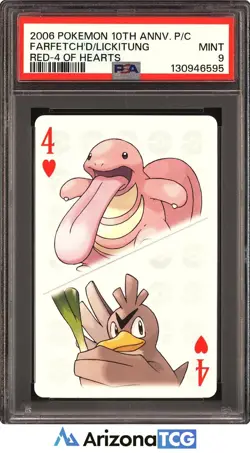 Pokemon 2006 Farfetch'd/Lickitung Red-4 Of Hearts 10th Anniv Playing Card PSA 9 - Image 1