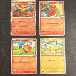 Pokemon TCG Lot - 4 Ethan’s Cards - Holo Typhlosion, Slugma, Pichu, Cyndaquil - Image 1