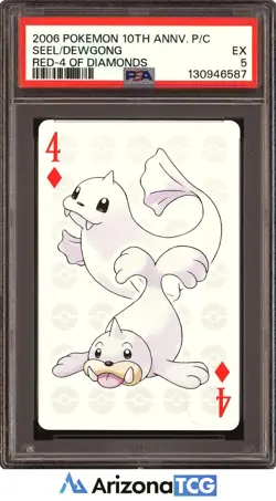 Pokemon 2006 Seel/Dewgong Red 4 Of Diamonds 10th Anniversary Playing Cards PSA 5 - Image 1