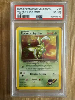 Rocket's Scyther 13/132 Holo Rare Gym Heroes Pokemon Card Vintage WOTC PSA 6 - Image 1