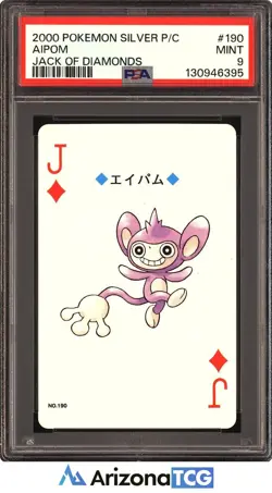 Pokemon 2000 Aipom #190 Jack Of Diamonds Silver Playing Card Japanese PSA 9 - Image 1