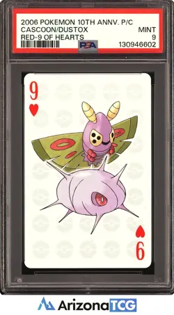 Pokemon 2006 Cascoon/Dustox 9 Of Hearts Red 10th Anniversary Playing Card PSA 9 - Image 1