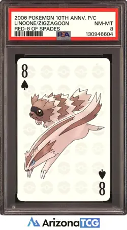 Pokemon 2006 Linoone/Zigzagoon 8 Of Spades 10th Anniversary Playing Cards PSA 8 - Image 1