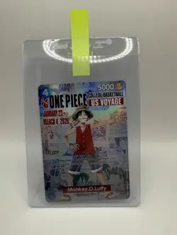 One Piece Monkey D. Luffy College Basketball US Voyage Promo Card SHIPS TODAY! - Image 1