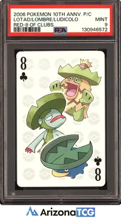 Pokemon 2006 Lotad/Lombre/Ludicolo 8 Of Clubs 10th Anniv Playing Cards PSA 9 - Image 1