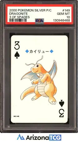 Pokemon 2000 Dragonite 149 3 Spades Pokemon Silver Playing Cards Japanese PSA 10 - Image 1