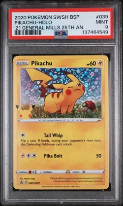 Pikachu SWSH039 - 2021 General Mills 25th Anniversary Promo - PSA 9 - Image 1