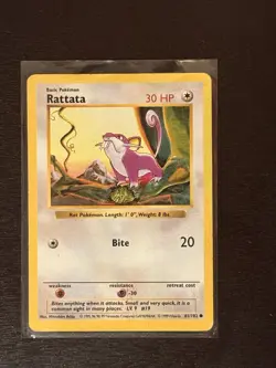 Rattata Shadowless 61/102 - Base Set - Common Pokemon Card - LP/MP - Image 1