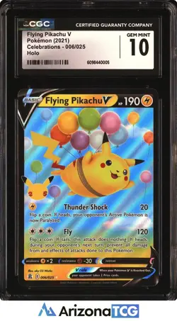 Pokemon 2021 Flying Pikachu V 006/025 Holo Celebrations GEM MINT CGC 10 - Image 1