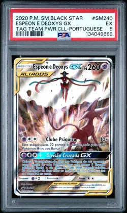 2020 POKEMON SM BLACK STAR PROMO #SM240 ESPEON E DEOXYS GX PSA 5 - Image 1