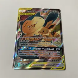 Pokemon Eevee & Snorlax GX TAG TEAM Promo Holo SM169 SM Pokemon TCG 270HP Komiya - Image 1
