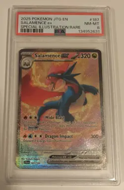 Salamence EX 187 Special Illustration Rare Pokemon Journey Together PSA 8 - Image 1