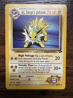 Pokemon TCG Lt. Surge's Jolteon Gym Challenge 28 Unlimited Rare NM! - Image 1