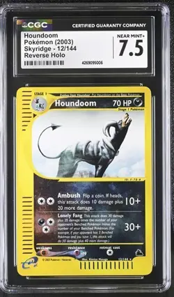 2003 Pokemon Skyridge Houndoom Reverse Holo 12/144 CGC 7.5 with Guard - Image 2