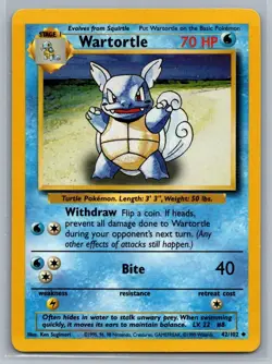 Wartortle 42/102 Base Set Uncommon Pokemon TCG 1999 - Image 1