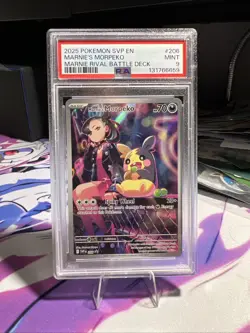 2025 POKEMON SVP EN-SV BLACK STAR PROMO #206 MARNIE'S MORPEKO PSA 9 BATTLE DECK - Image 1