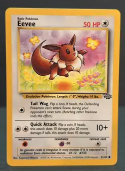 Pokemon Jungle Eevee - Lightly Played LP - Original Vintage 51/64 - Image 2