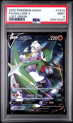 2022 POKEMON SWORD & SHIELD LOST ORIGIN #TG19 FULL ART/GALLADE V PSA 9 - Image 1