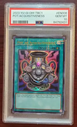 2023 YuGiOh The Pot Collection Pot Of Acquisitiveness Ultra Rare #EN006 PSA 10 - Image 1