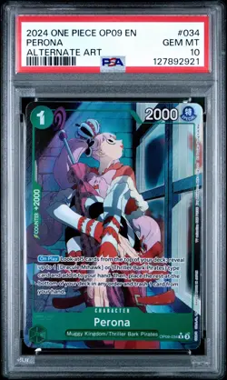 2024 ONE PIECE OP09 PERONA ALTERNATE ART #034 PSA 10 - Image 1