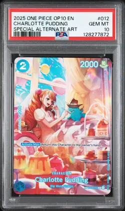 2025 ONE PIECE OP10-ROYAL BLOOD SPECIAL ALTERNATE ART CHARLOTTE PUDDING PSA 10 - Image 1