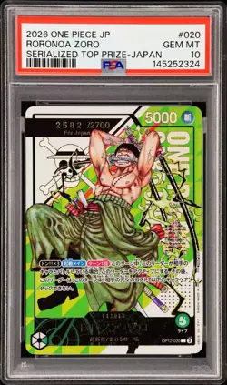 One Piece PSA 10 Roronoa Zoro L Promo 2026 OP12-020 Top Prize Japanese #1 - Image 1