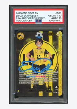 One Piece PSA 10 AUTO 10 Monkey D Luffy L Erica Schroeder 2025 ST13-003 BVB ENG - Image 1