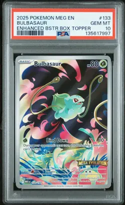 2025 POKEMON MEG EN-MEGA EVOLUTION ENHANCED BOOSTER BOX TOPPER BULBASAUR PSA 10 - Image 1