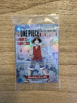 One Piece Monkey.D.Luffy US College Basketball Promo Card Rutgers. Unopened. - Image 1