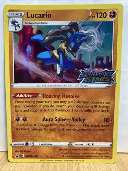 Pokemon Promo Lucario Brilliant Stars Stamped Promo Foil Card Rare Swsh186 - Image 1