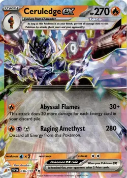 Ceruledge ex 036/191 Double Rare Pokemon TCG SV08: Surging Sparks NM - Image 1