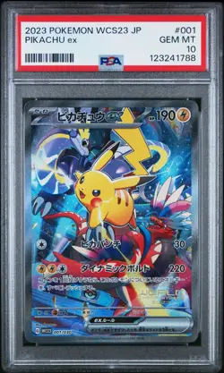 Pokemon PSA 10 Pikachu ex Promo 2023 001/030 WCS23 Japanese - Image 1