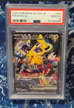 PSA 10 Pikachu ex Promo 2023 001/030 WCS23 Japanese Pokemon - Image 1