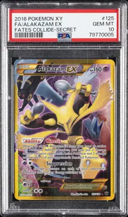 2016 POKEMON XY FATES COLLIDE SECRET #125 FULL ART/ALAKAZAM EX PSA 10 - Image 1
