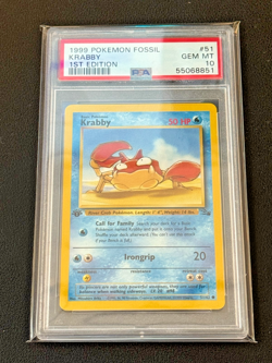 1999 Pokemon Fossil 1st Edition Krabby #51 PSA 10 GEM MINT ~ WOTC - Image 1