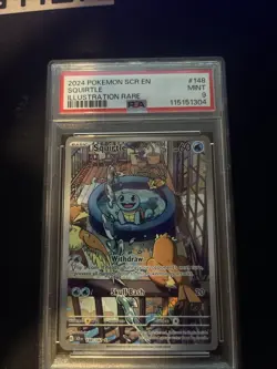 Pokemon TCG Squirtle Stellar Crown Illustration Card 148/142, PSA 9 - Image 1