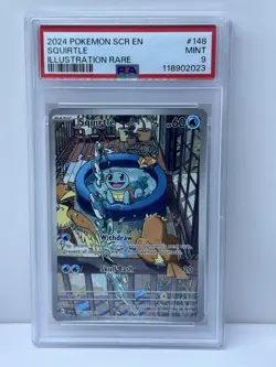 Pokemon TCG Squirtle Stellar Crown Illustration Card 148/142, PSA 9 - Image 1