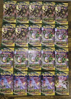 Pokemon TCG Evolving Skies Booster Pack 20x Lot Factory Sealed Sword Shield New - Image 1