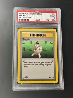 1999 Pokemon Card - Fossil 1st Edition - Recycle - Graded PSA 9 - Image 1