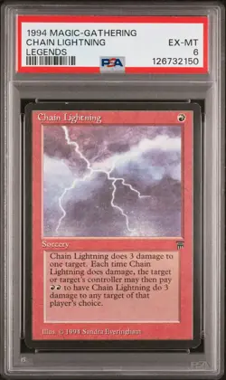 MTG - Chain Lightning - Legends Magic - Graded PSA 6 - Image 1