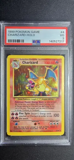 Pokemon TCG Charizard 4/102 Base Set Holo PSA 3 VG CONDITION - Image 1