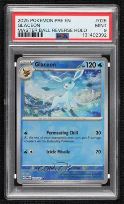 Glaceon Master Ball Foil Pokemon Prismatic Evolutions PRE PSA 9 MINT - Image 1